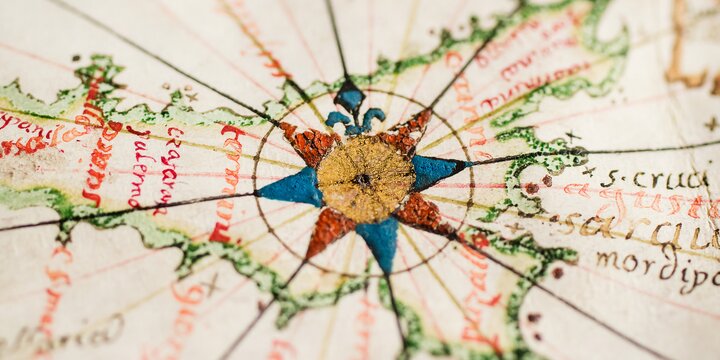 close up of map compass