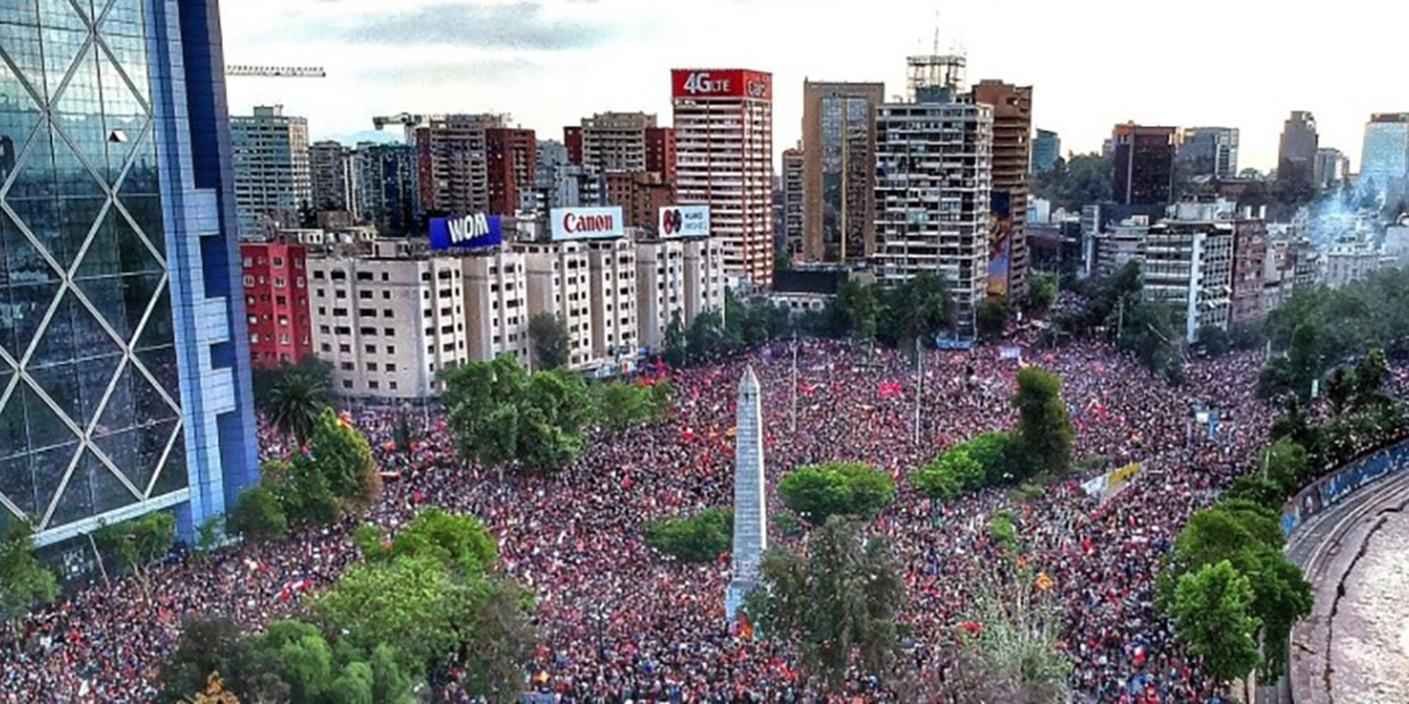 Latin American city with large gathering