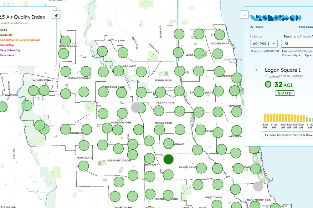 An air quality map of Chicago.