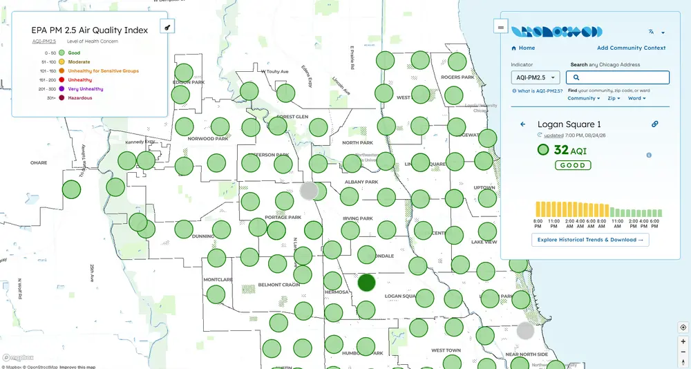 An air quality map of Chicago.